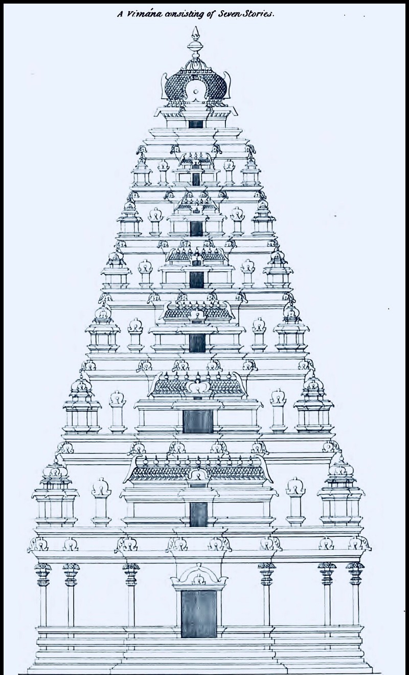Measured drawing of a seven-storey vimana